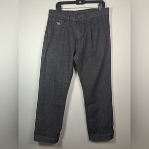 90's RocaWear Classic fit,  black denim jeans 100% Cotton Size 34 Embroidery